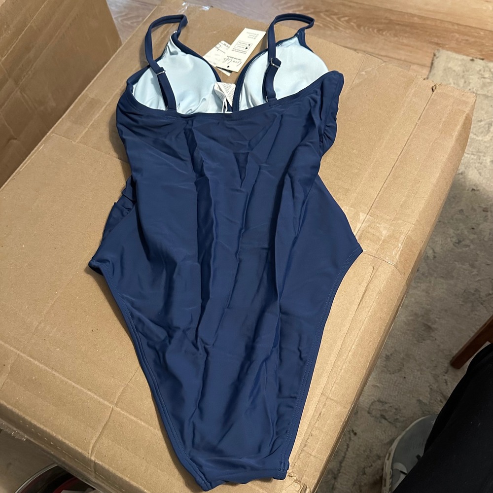 Cupshe Women Navy Blue Ruched Tummy Control One Piece Swimsuit ASL9035LR Size S - Picture 3 of 7
